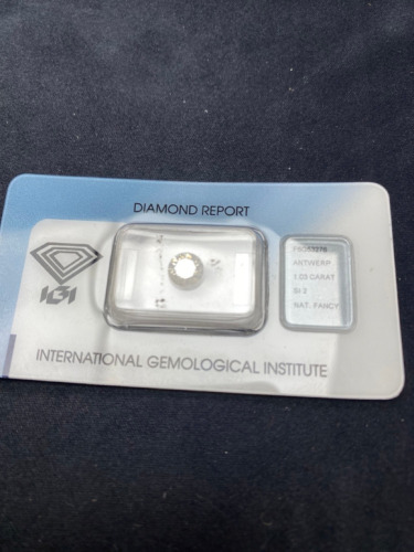 Packaged Round Brilliant Diamond (1.03ct) Clarity SI2, Colour Natural Fancy Greyish/Yellow. £RRP £7500.