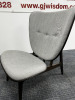 Kristian Sofus Hansen & Tommy Hyldahl for Norr11 Designer Elephant Lounge Chair. Solid Dark Oak Frame with Veneer Seat & Back, Upholstered in Light Grey. - 5