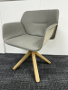 Andrea World Nuez Chair on Light Solid Ash Legs with Beige Plastic and Grey Leather Seat. - 2