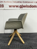 Andrea World Nuez Chair on Light Solid Ash Legs with Beige Plastic and Grey Leather Seat. - 3