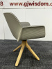 Andrea World Nuez Chair on Light Solid Ash Legs with Beige Plastic and Grey Leather Seat. - 5