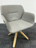 Andrea World Nuez Chair on Light Solid Ash Legs with Beige Plastic and Grey Leather Seat. - 7