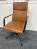 Brunner Finasoft Tan Leather Conference Swivel High Back Chair. - 2