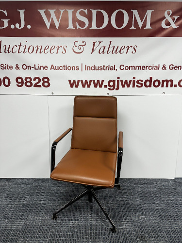 Brunner Finasoft Tan Leather Conference Swivel High Back Chair.