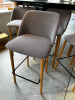 4 x High Back Lounge Stools in Fabric with Wooden Legs & Black Metal Footrest. - 2