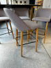 4 x High Back Lounge Stools in Fabric with Wooden Legs & Black Metal Footrest. - 4