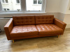 Ikea Landskrona Faux Tan Leather 3 Seater Reception Sofa, Size H66 x W204 x D90cm.