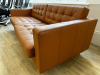 Ikea Landskrona Faux Tan Leather 3 Seater Reception Sofa, Size H66 x W204 x D90cm. - 3