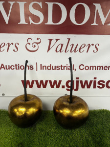 Pair of Gold Coloured Oversized Cherry Ornaments.