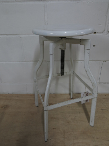 White Height Adjustable Swivel Stool.