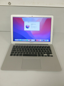 Apple 13.3" MacBook Air Model A1466 Running macOS Monterey 12.5, 1.6Ghz Dual Core Intel Core i5, 8GB Memory, 121GB Flash Storage, Intel HD Graphics 6000 1536 MB, Comes with Power Supply.