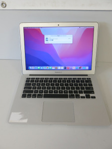 Apple 13.3" MacBook Air Model A1466 Running macOS Monterey 12.5, 1.8Ghz Dual Core Intel Core i5, 8GB Memory, 121GB Flash Storage, Intel HD Graphics 6000 1536 MB, Comes with Power Supply.