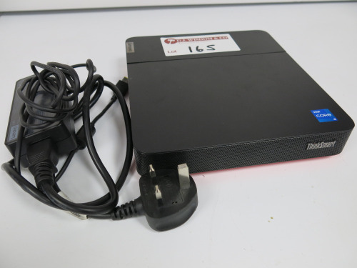 Lenovo Thinksmart Tiny, Model 11RXS0240M. Running Windows 11 Pro. Intel Core i5 1145G7E, CPU @ 2.6GHz, 8GB RAM, 256GB SSD. Comes with Power Supply.