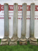 4 x Antique Wooden Indian Teak Highly Carved Pillars with Wooden Flower Tops & Concrete Bases. Size H240 x W26cm. - 10