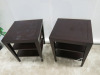 Pair of Matching Heavy Dark Wood Side Tables with 2 Shelves Under, Size H67 x W61 x D61cm. NOTE: condition as viewed/pictured. - 5