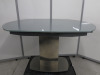 Frosted Glass Extending Dining Table on Heavy Duty Stainless Steel Base. Size 193cm Extended, 130cm Closed x W105cm.