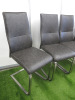 4 x Stainless Steel Canterlever Dining Chairs with Mottled Effect Faux Leather Seating and Back. - 2