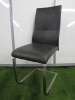 4 x Stainless Steel Canterlever Dining Chairs with Mottled Effect Faux Leather Seating and Back. - 4