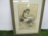 Framed & Glazed Victorian Pencil Drawing of a Barefoot Peasant Child, Dated 1884, Signed by the Artist. Size