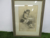 Framed & Glazed Victorian Pencil Drawing of a Barefoot Peasant Child, Dated 1884, Signed by the Artist. Size - 2