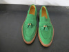 Pair of Baldinini Vero Cuoio Men's Slip On Tassel Loafers Shoe in Green Suede Leather Upper. New/Unworn with Anti Slip Soles inside Box. Size 42 or 43 (Not Marked).