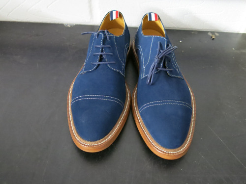 Pair of Baldinini Vero Cuoio Men's Lace up Shoe in Blue Suede Leather Upper. New/Unworn with Anti Slip Soles inside Box. Size 42 or 43 (Not Marked).