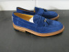 Pair of Baldiniini Vero Cuoio Men's Slip On Tassel Loafers Shoe in Blue Suede Leather Upper. New/Unworn with Anti Slip Soles inside Box. Size 42 or 43 But Not Marked. - 5