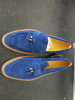 Pair of Baldiniini Vero Cuoio Men's Slip On Tassel Loafers Shoe in Blue Suede Leather Upper. New/Unworn with Anti Slip Soles inside Box. Size 42 or 43 But Not Marked. - 6