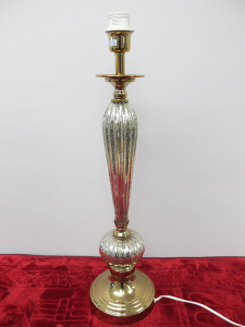 Cracked Silver Effect & Gold Coloured Fluted Column Table Lamp (No Shade). H70cm.