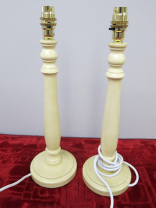 2 x Cream Wooden Table Lamps (No Shades).