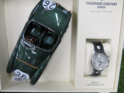 Frederique Constant Geneve Austin Healey, Limited Edition 31/2888 Watch in Presentation Box with AH 100S Prototype NOJ 393. Complete with Certificate of Authenticity.