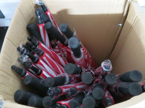 Box Containing 36 x New Branded Umbrellas.