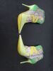 Pair of Baldinini Ladies Vero Cuoio Two Tone Green Leather & Snake Skin Shoes, Size 41, Appear Unworn. - 3