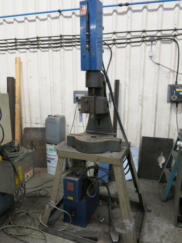 Norton Flypress with Punch N Form Hydraulic Power Unit with Foot Operated Control on Heavy Duty Metal Base.