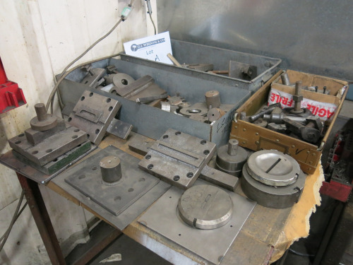 Metal Work Bench with 3 Drawers & Other Punch Machine Tooling.