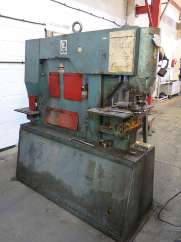 Kingsland 70XS Hydraulic Universal Iron Worker, S/N 721295, 3 Phase. With Cabinet of Assorted Tooling.