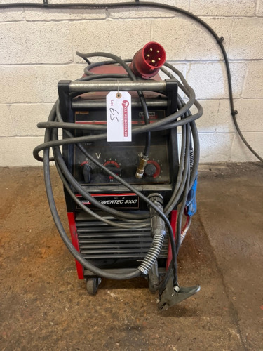 Lincoln Electric Powertec 300C Mig Welder, S/N P1070402385, 3 Phase with Torch.