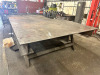 Large Bespoke Made Metal Working/Welding Station Table on 2 Large Trestles with RSJ Supports & Steel Top. Size 410cm x 220cm. - 2