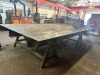 Large Bespoke Made Metal Working/Welding Station Table on 2 Large Trestles with RSJ Supports & Steel Top. Size 410cm x 220cm. - 3