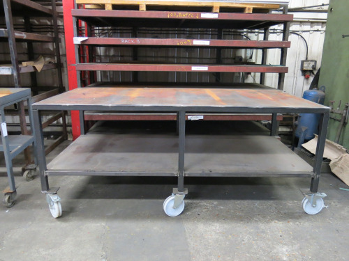 Large Metal Mobile Trolley with Shelf Under. H105 x W250 x D125cm