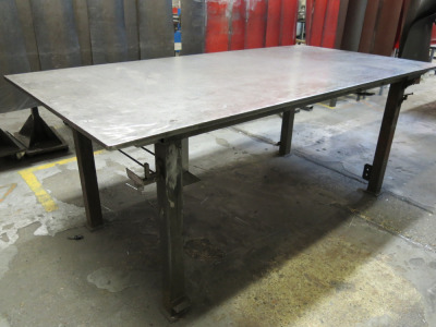 Steel Topped Metal Working/Welding Workshop Table. Size H99 x W250 x D125cm.