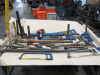 Large Quantity of Hand Tools to Include: Hammers, Wrenches, Pick Axe, Spirit Levels, Saws, Spanners Etc (As Viewed).