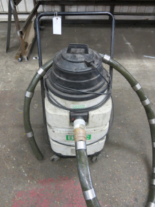 British Vacuum Cleaner (BVC) Model CV40WD, S/N 230327, On Trolley with Hose.