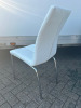 12 x White Faux Leather with Line Pattern Dining Chairs on Chrome Legs. - 6