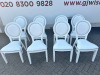 8 x White Wood Oval Backed Chairs with Stud Detail. - 2