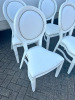 8 x White Wood Oval Backed Chairs with Stud Detail. - 4