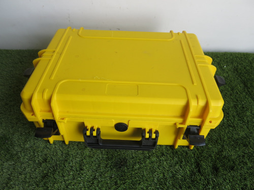 Hard Yellow Plastic Flight Case. Size 45 x 53 x 21cm.