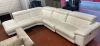 White Leather Corner Sofa with 2 Reclining Seats