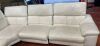 White Leather Corner Sofa with 2 Reclining Seats - 3