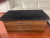 Walnut & Black Velvet Ottoman